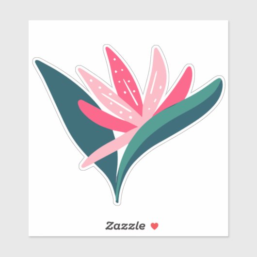 Tropische vogel van het paradijs roze bloem illust sticker (Vel)