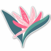 Tropische vogel van het paradijs roze bloem illust sticker (Voorkant)