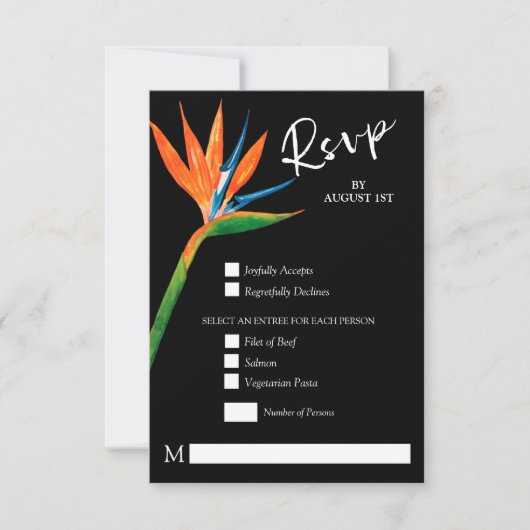 Tropische vogel van het paradijselijk huwelijk RSVP kaartje (Voorkant)