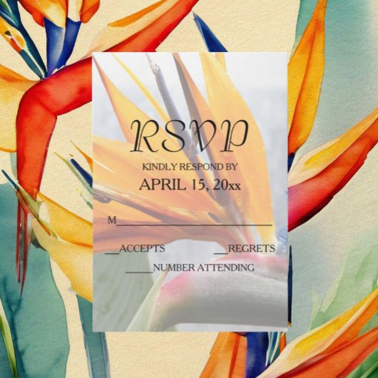 Tropische vogel van het paradijselijk huwelijk RSVP kaartje