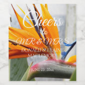 Tropische vogel van het paradijselijk huwelijk wijn etiket (Enkel label)