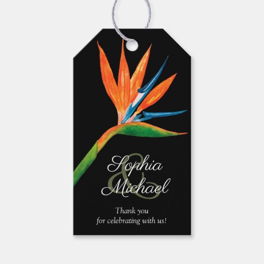 Tropische vogel van het Paradise Wedding Dank je w Cadeaulabel (Voorkant)