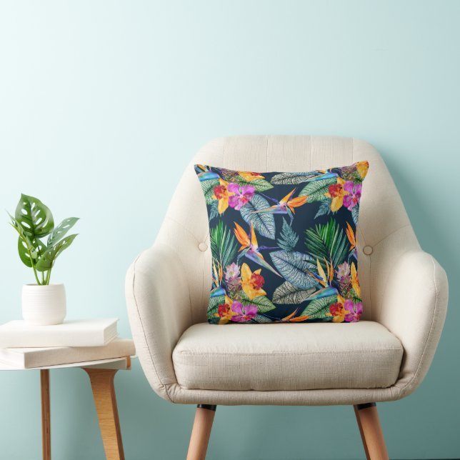 Tropische Vogel Van Paradijs En Orchidee Kussen (Stoel)