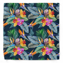 Tropische Vogel Van Paradijs En Orchidee Zakdoek