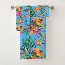 Tropische Vogel Van Paradijs & Orchidee Zomer Tuin Bad Handdoek