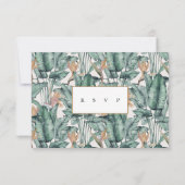 Tropische vogel van Paradise Flowers Wedding RSVP Kaartje (Achterkant)