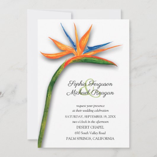 Tropische vogel van Paradise Wedding Invitations (Voorkant)