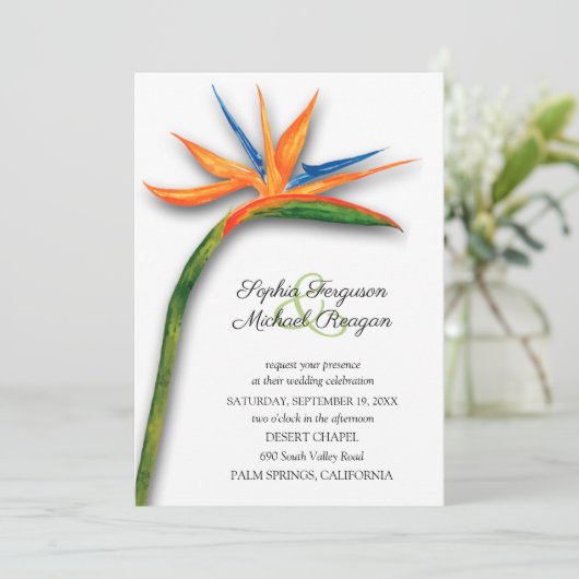 Tropische vogel van Paradise Wedding Invitations (Staand voorkant)