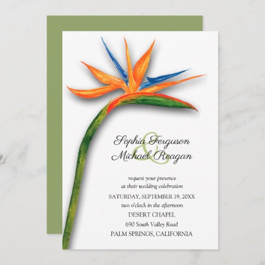 Tropische vogel van Paradise Wedding Invitations (Voorkant / Achterkant)
