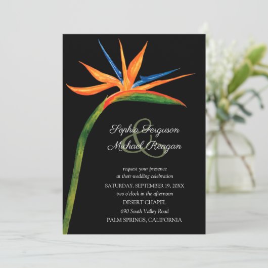 Tropische vogel van Paradise Wedding Invitations (Staand voorkant)