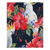 Tropische Vogel Waterverf Rode Hibiscus Bloem
