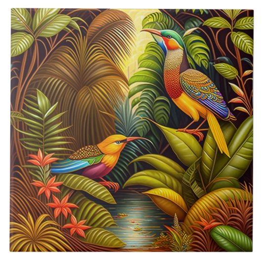 Tropische vogelkeramische Tegel Tegeltje (Voorkant)