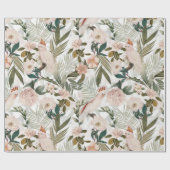 Tropische vogelkopjes Oerwoud Patroon - Wit Cadeaupapier (Vlak)