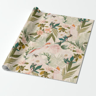 Tropische vogelkoppen - Oerwoud Patroon - Blush Cadeaupapier