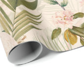 Tropische vogelkoppen - Oerwoud Patroon - Blush Cadeaupapier (Rol Hoek)