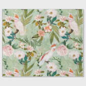 Tropische vogelkoppen - Oerwoud Patroon - Groen Cadeaupapier (Vlak)