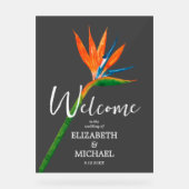 Tropische Vogelparadijs Trouw Welkom Rookkleurig Acryl Bord (Voorkant)