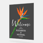 Tropische Vogelparadijs Trouw Welkom Rookkleurig Acryl Bord (Hoek)