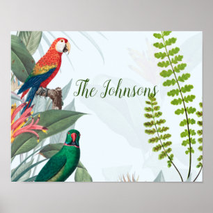 Tropische vogelparrots en olievlekken poster