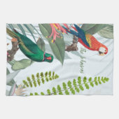 Tropische vogelparrots en olievlekken theedoek (Horizontaal)