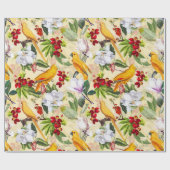 Tropische vogelparrots Oerwoud Patroon - Geel Cadeaupapier (Vlak)