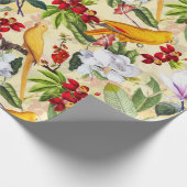 Tropische vogelparrots Oerwoud Patroon - Geel Cadeaupapier (Hoek)