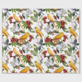 Tropische vogelparrots Oerwoud Patroon - wit Cadeaupapier (Vlak)