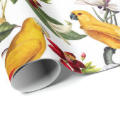 Tropische vogelparrots Oerwoud Patroon - wit Cadeaupapier (Rol Hoek)