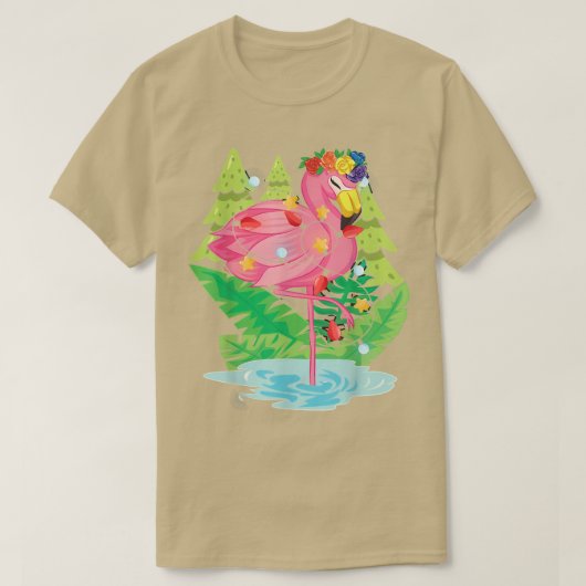 Tropische vogelpest Flamingo Xmas Lichtgewicht Chr T-shirt (Design voorkant)