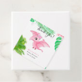 Tropische vogelroze dinosaur Baby Girl Shower Bedankjes Labels (In situ)