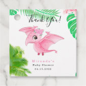 Tropische vogelroze dinosaur Baby Girl Shower Bedankjes Labels (Voorkant)