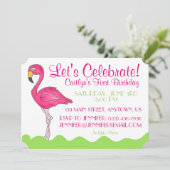 Tropische vogelroze flamingo Birthday Party Kaart (Staand voorkant)