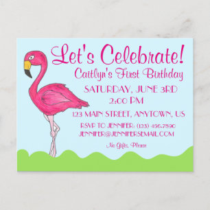 Tropische vogelroze flamingo Birthday Party Uitnodiging Briefkaart