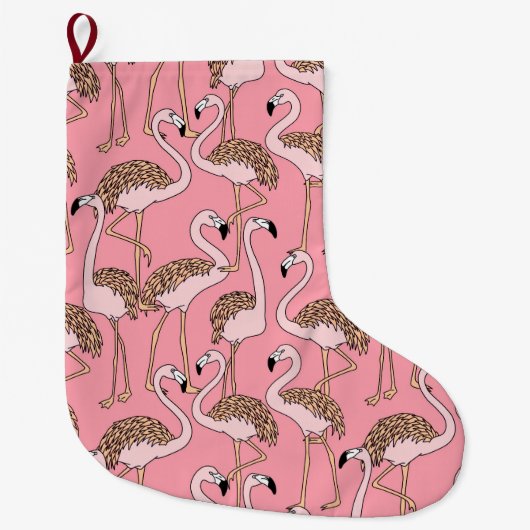 Tropische vogelroze flamingo grote kerstsok (Voorkant)