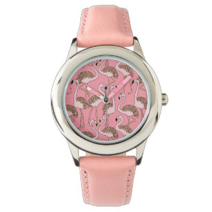 Tropische vogelroze flamingo horloge