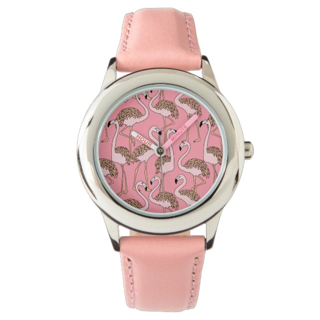 Tropische vogelroze flamingo horloge (Voorkant)