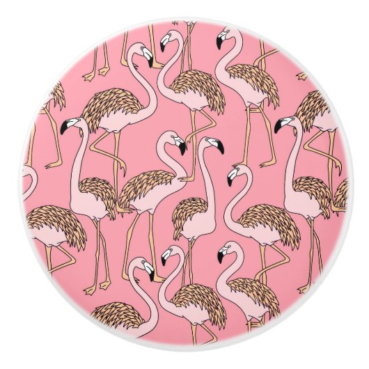 Tropische vogelroze flamingo keramische knop (Voorkant)