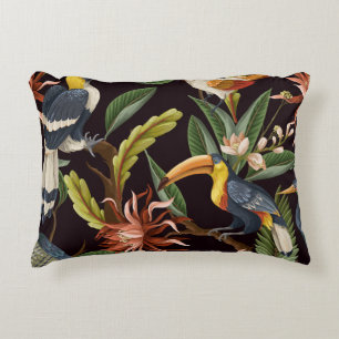 Tropische vogels:  bladeren & bloemen accent kussen