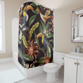 Tropische vogels: bladeren & bloemen douchegordijn (In situ)