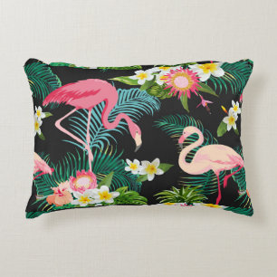 Tropische Vogels Bloemen Flamingo Waterig Landscha Accent Kussen