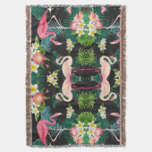 Tropische Vogels Bloemen Flamingo Waterig Landscha Deken (Voorkant Verticaal)