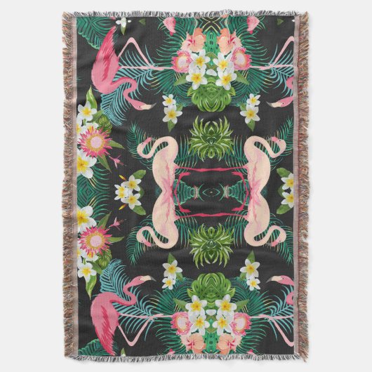 Tropische Vogels Bloemen Flamingo Waterig Landscha Deken (Voorkant Verticaal)