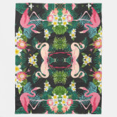 Tropische Vogels Bloemen Flamingo Waterig Landscha Fleece Deken (Voorkant)