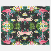 Tropische Vogels Bloemen Flamingo Waterig Landscha Fleece Deken (Voorkant (Horizontaal))