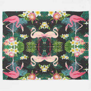 Tropische Vogels Bloemen Flamingo Waterig Landscha Fleece Deken