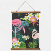 Tropische Vogels Bloemen Flamingo Waterig Landscha Hangend Wandkleed (Voorkant)