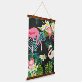 Tropische Vogels Bloemen Flamingo Waterig Landscha Hangend Wandkleed (Gebogen)