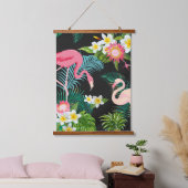 Tropische Vogels Bloemen Flamingo Waterig Landscha Hangend Wandkleed (Slaapkamer)