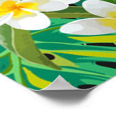 Tropische Vogels Bloemen Flamingo Waterig Landscha Poster (Hoek)