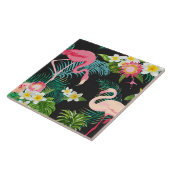Tropische Vogels Bloemen Flamingo Waterig Landscha Tegeltje (Zijkant)